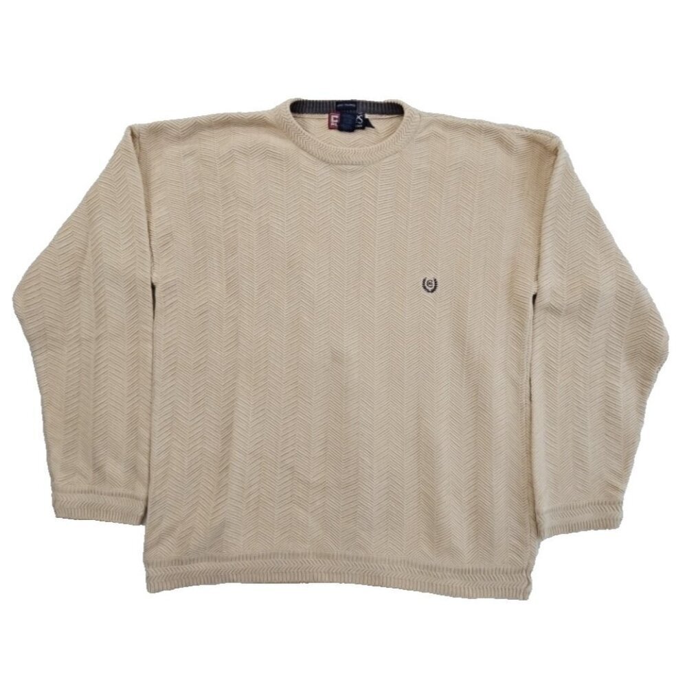 Ralph Lauren Chaps Hand Framed Sweater Men's Size XL Wheat Straw Cotton Texture